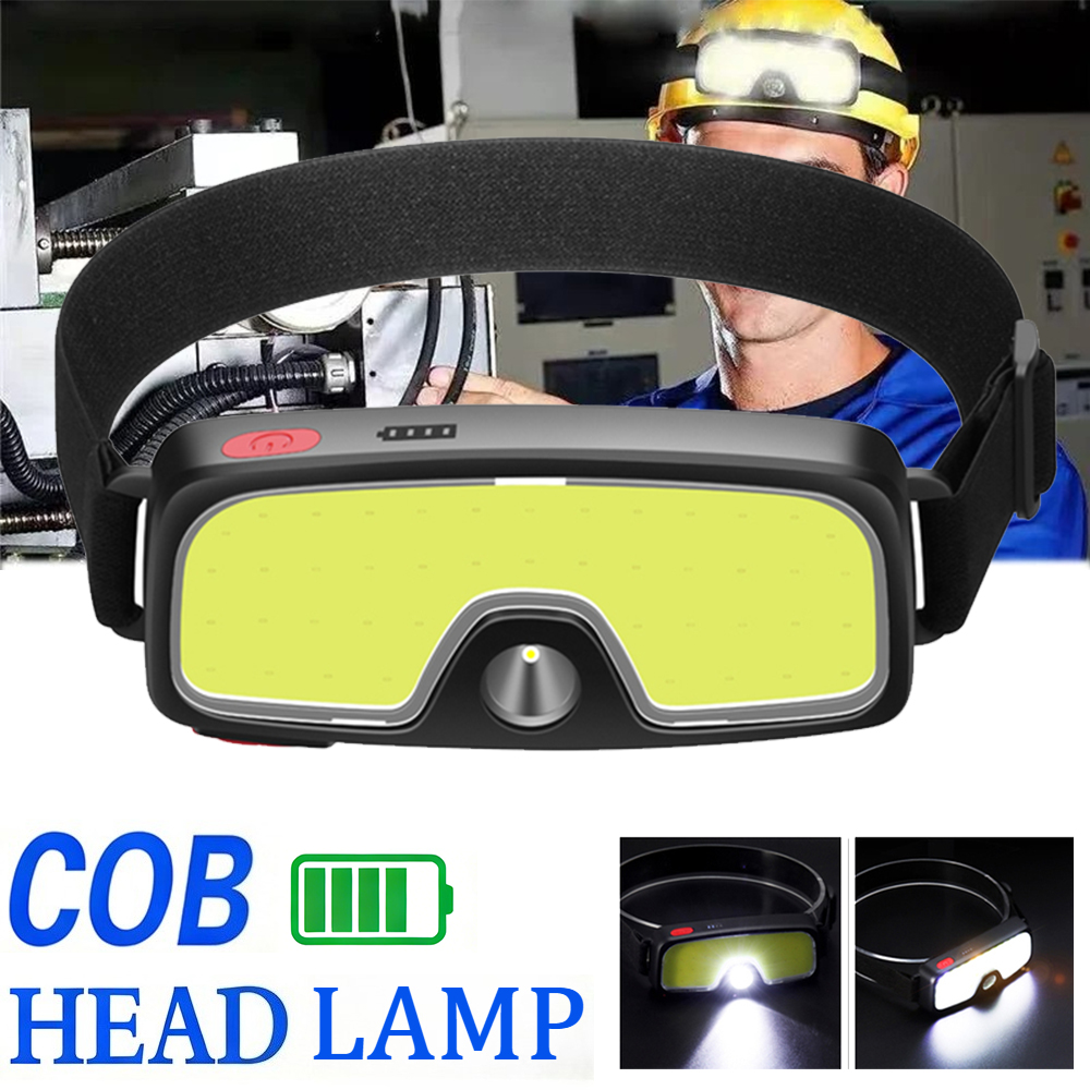 Fishing Headlamp - Lampe frontale puissante COB, type-c/USB, rechargeable,