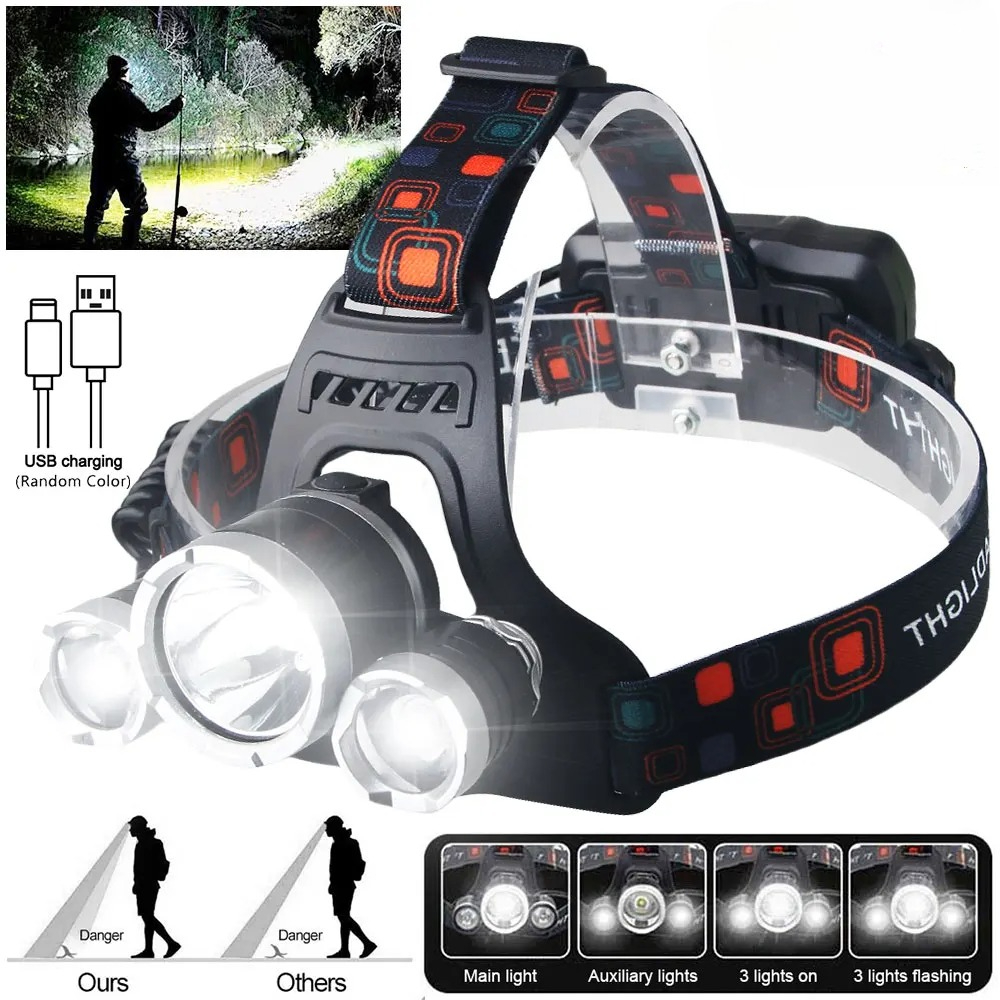 Fishing Headlamp - Lampe frontale LED haute puissance 18650,